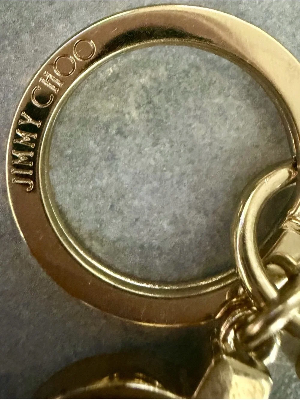 Jimmy Choo Enamel JC Star Logo Bag Charm Keychain in Gold-Tone and Light Blue